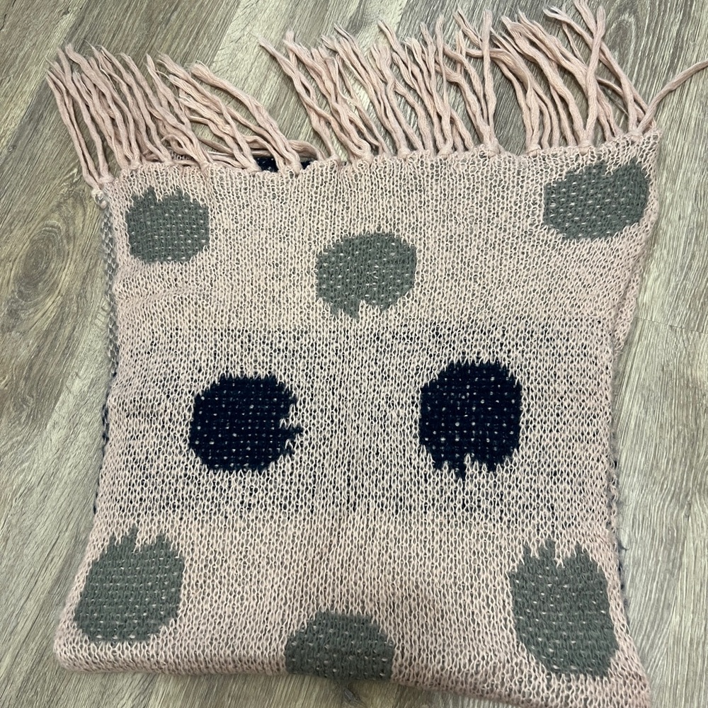Polka Dot Knit Pillow - Pink, Gray, and Black